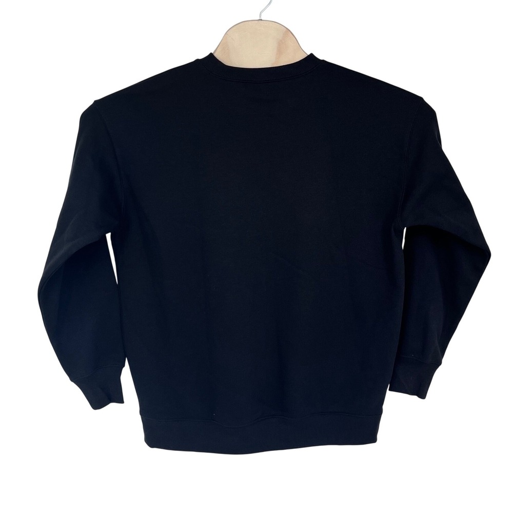Black Oversized Sweatshirt Women Small  Crewneck Pullover Athleisure Casual - Picture 2 of 10